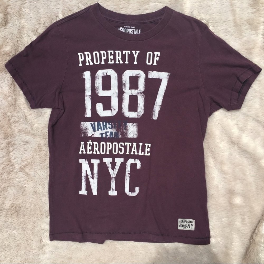 Men’s Dark Red Aeropostale Crew Neck T Shirt